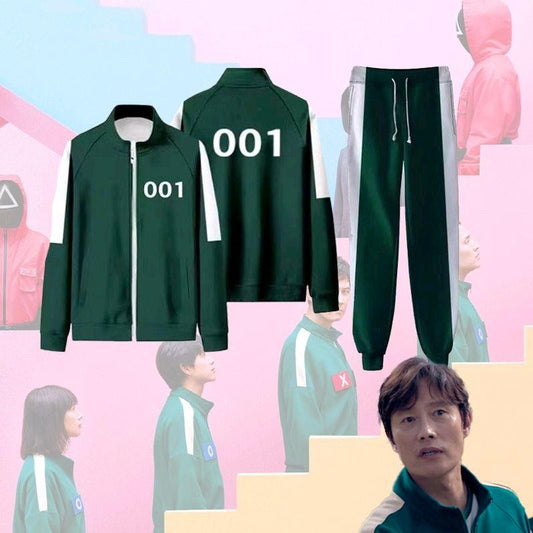 Pinkพร้อมส่งในไทย ชุดวอร์มSQUID GAMEเด็ก ชุดผู้เล่นสควิดเกมเด็ก ซีซั่น2