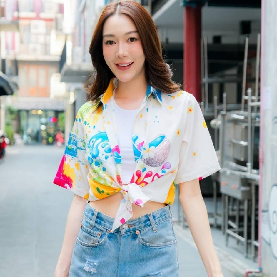3125เสื้อทีมฮาวายลายใหม่2025 สาดสีสงกรานต์ ทรงวัยรุ่น หญิงชายใส่ได้ ผ้าโพลีพรีเมี่ยมไซส์เด็กผู้ใหญ่งานปัายลายคมชัด *1ตัว