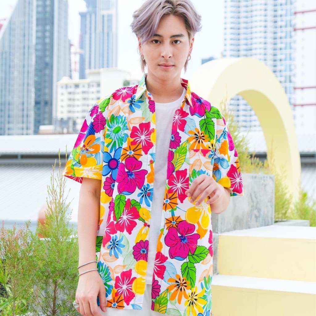 06(ครบทีม)เสื้อสงกรานต์ลายดอก ผ้าคอตตอน100 ครบไซส์ครอบครัว