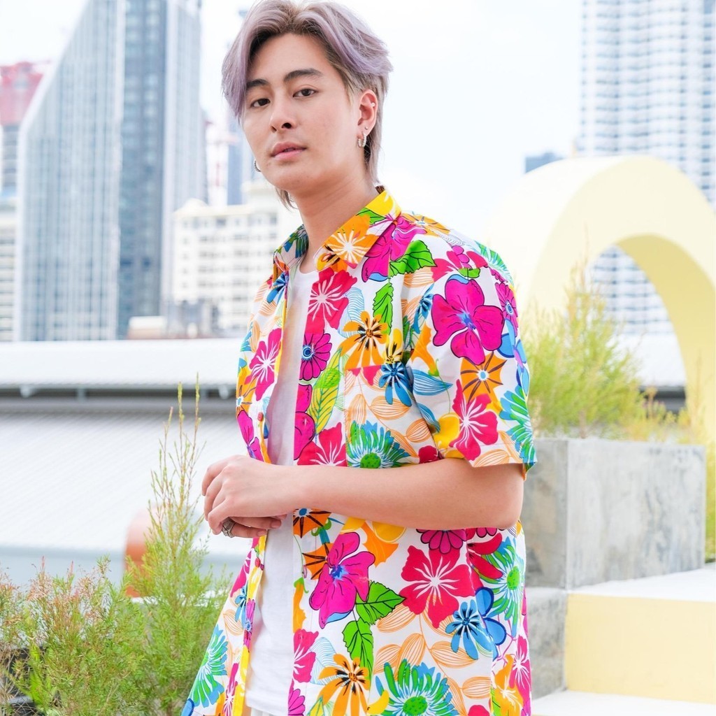 06(ครบทีม)เสื้อสงกรานต์ลายดอก ผ้าคอตตอน100 ครบไซส์ครอบครัว