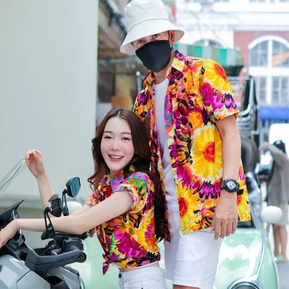 PING032เสื้อเชิ้ตลายมัดย้อม ผ้าคอตตอน100% สีไม่ตก ผ้าไม่หด ลายคมชัด มีไซส์หญิงชาย S-5XL งานป้าย**1ตัว**