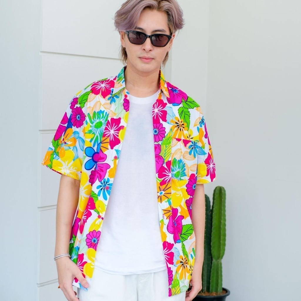 06(ครบทีม)เสื้อสงกรานต์ลายดอก ผ้าคอตตอน100 ครบไซส์ครอบครัว