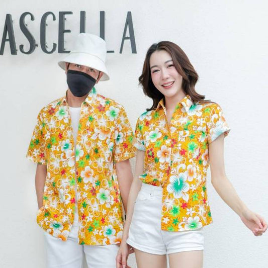 022เสื้อสงกรานต์ลายดอก ผ้าคอตตอน100