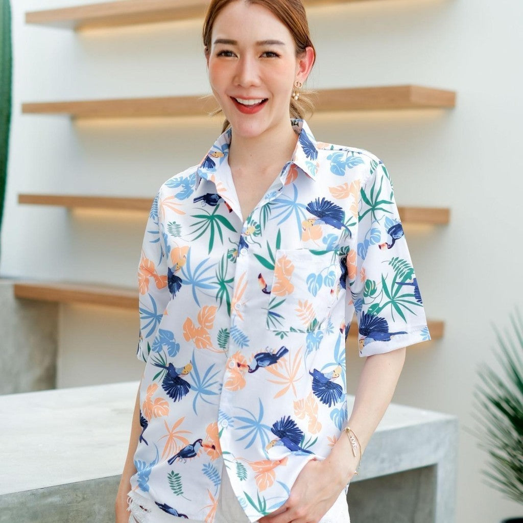 เสื้อฮาวายทรงวัยรุ่นใส่ได้หญิงชาย เนื้อผ้าใส่สบาย109