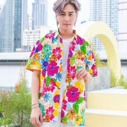 06(ครบทีม)เสื้อสงกรานต์ลายดอก ผ้าคอตตอน100 ครบไซส์ครอบครัว