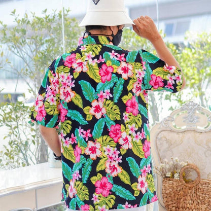 KING09 เสื้อเชิ้อสงกรานต์ลายดอก ผ้าคอตตอน100% สีไม่ตก ผ้าไม่หด ลายคมชัด มีไซส์หญิงชาย 34-56นิ้ว งานป้าย ออกแบบเอง*1ตัว*