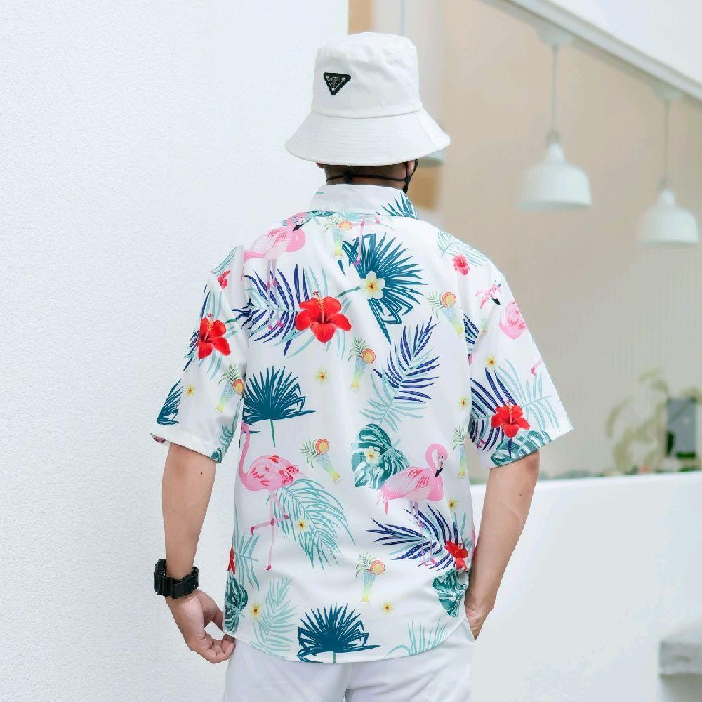 KING3132 เสื้อฮาวายลายใหม่2025 ทรงวัยรุ่น หญิงชายใส่ได้ ผ้าโพลีพรีเมี่ยม ไซส์38-56นิ้ว งานปัายKTIERออกแบบเอง**1ตัว*