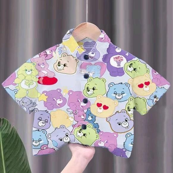 เสื้อเชิ้ตเด็กลายการ์ตูนสุดฮิต ชายหญิงใส่ได้ สีสันสดใส ลายคมชัด ผ้าโพลีเอสเตอร์ใส่สบาย