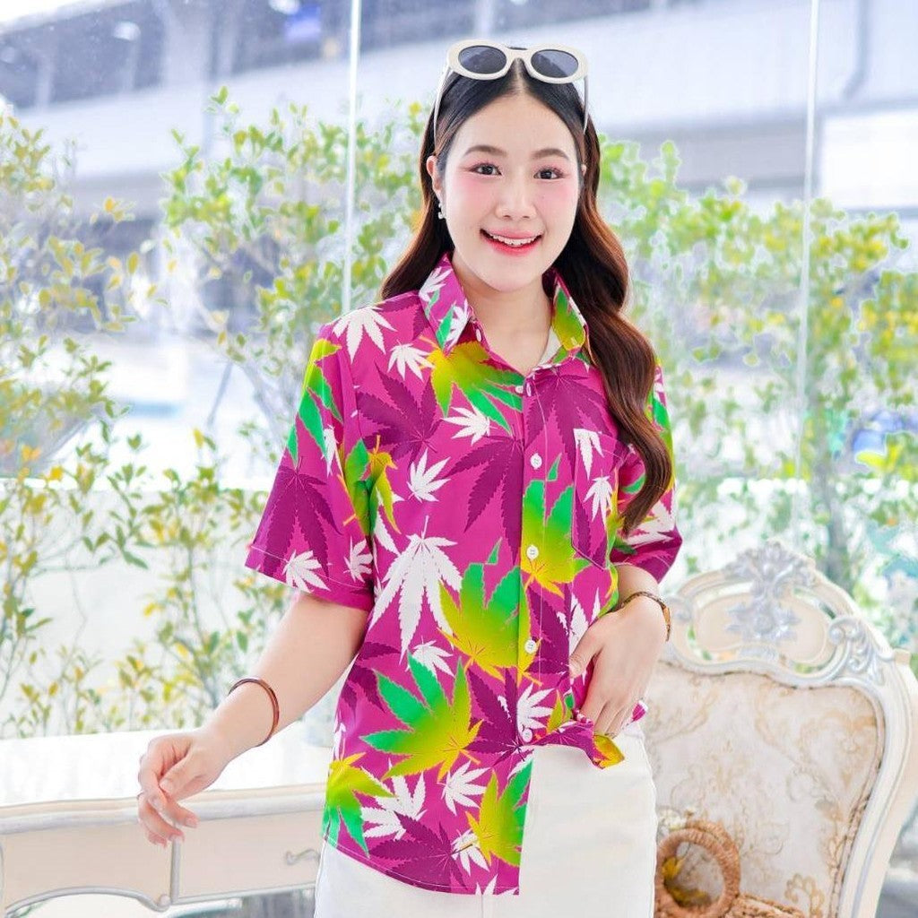 P06เสื้อฮาวายลายใหม่ ไซส์S-8XL ครบทีม ผ้าโพลีพลีเมี่ยม ทรงวัยรุ่น หญิงชายใส่ได้ ลายคมชัด **1ตัว**