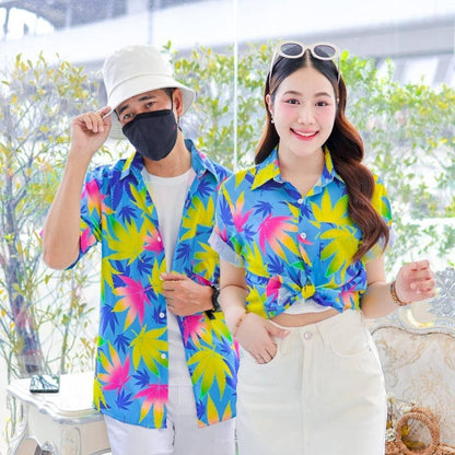P06เสื้อฮาวายลายใหม่ ไซส์S-8XL ครบทีม ผ้าโพลีพลีเมี่ยม ทรงวัยรุ่น หญิงชายใส่ได้ ลายคมชัด **1ตัว**