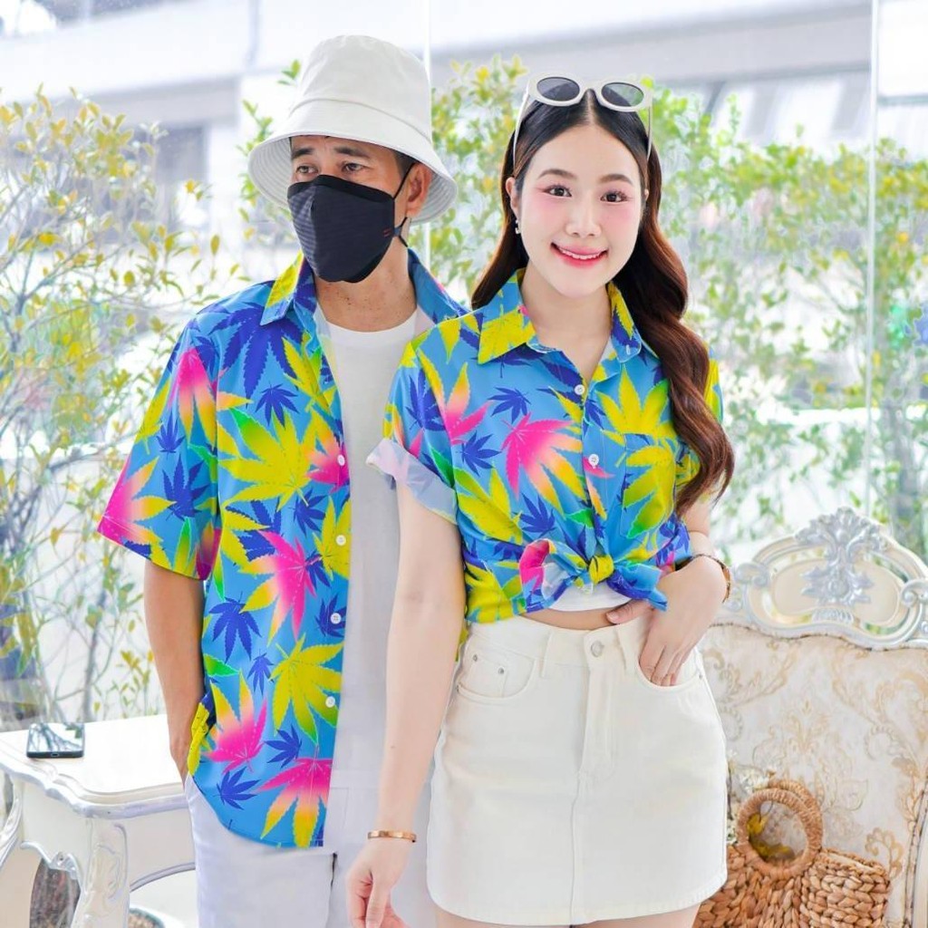P06เสื้อฮาวายลายใหม่ ไซส์S-8XL ครบทีม ผ้าโพลีพลีเมี่ยม ทรงวัยรุ่น หญิงชายใส่ได้ ลายคมชัด **1ตัว**
