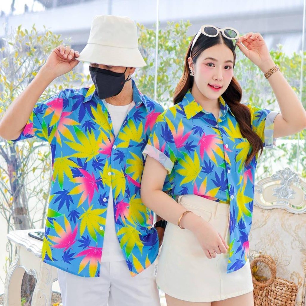 P06เสื้อฮาวายลายใหม่ ไซส์S-8XL ครบทีม ผ้าโพลีพลีเมี่ยม ทรงวัยรุ่น หญิงชายใส่ได้ ลายคมชัด **1ตัว**