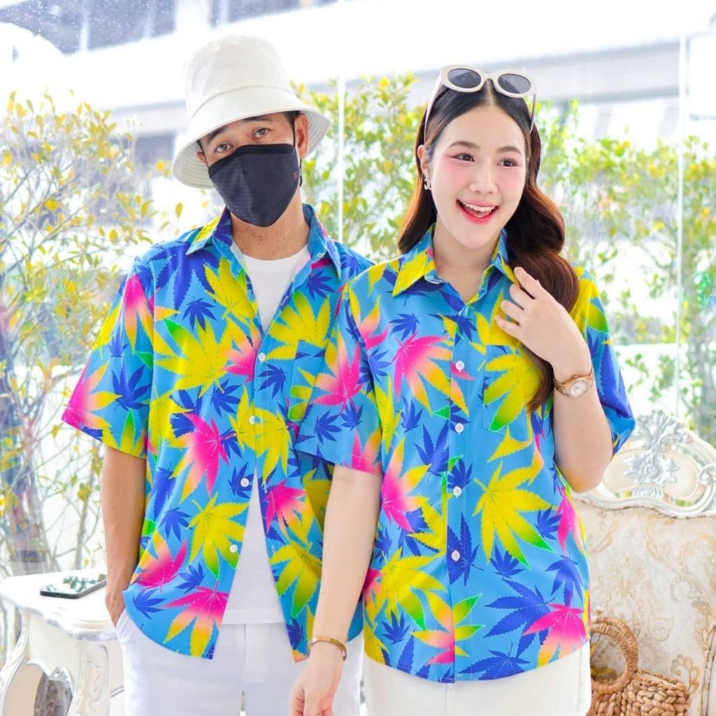P06เสื้อฮาวายลายใหม่ ไซส์S-8XL ครบทีม ผ้าโพลีพลีเมี่ยม ทรงวัยรุ่น หญิงชายใส่ได้ ลายคมชัด **1ตัว**