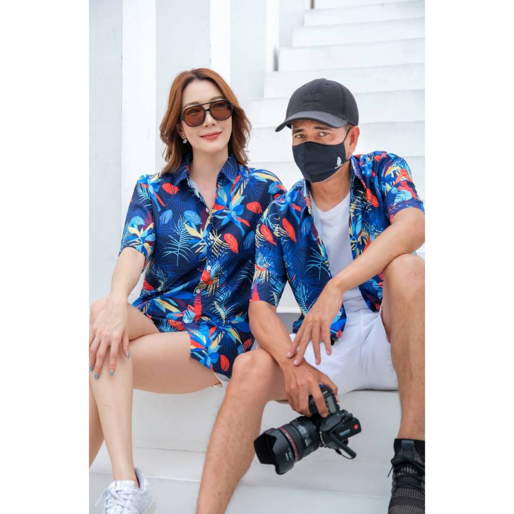 เสื้อเชิ้ตลายดอกทรงวัยรุ่นเสื้อฮาวายลายใหม่2023 หญิงชายใส่ได้ ผ้าดีใส่สบาย