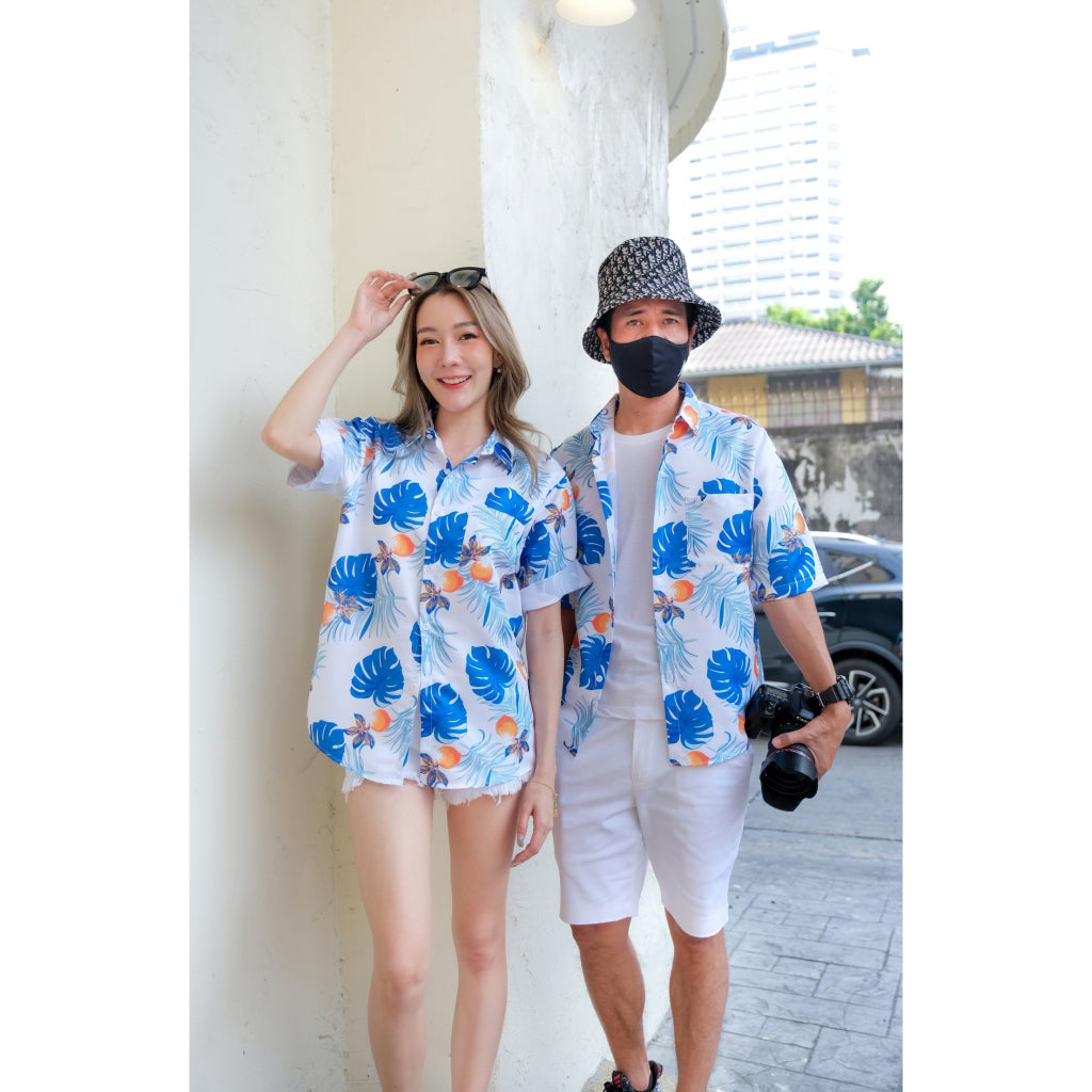 เสื้อเชิ้ตลายดอกทรงวัยรุ่นเสื้อฮาวายลายใหม่2023 หญิงชายใส่ได้ ผ้าดีใส่สบาย