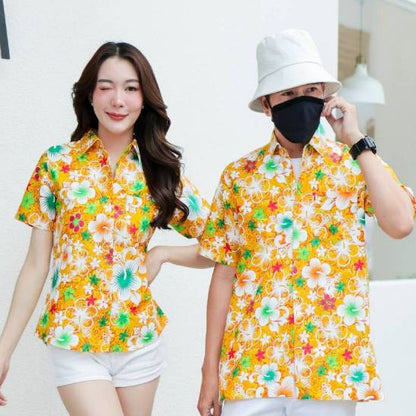022เสื้อสงกรานต์ลายดอก ผ้าคอตตอน100