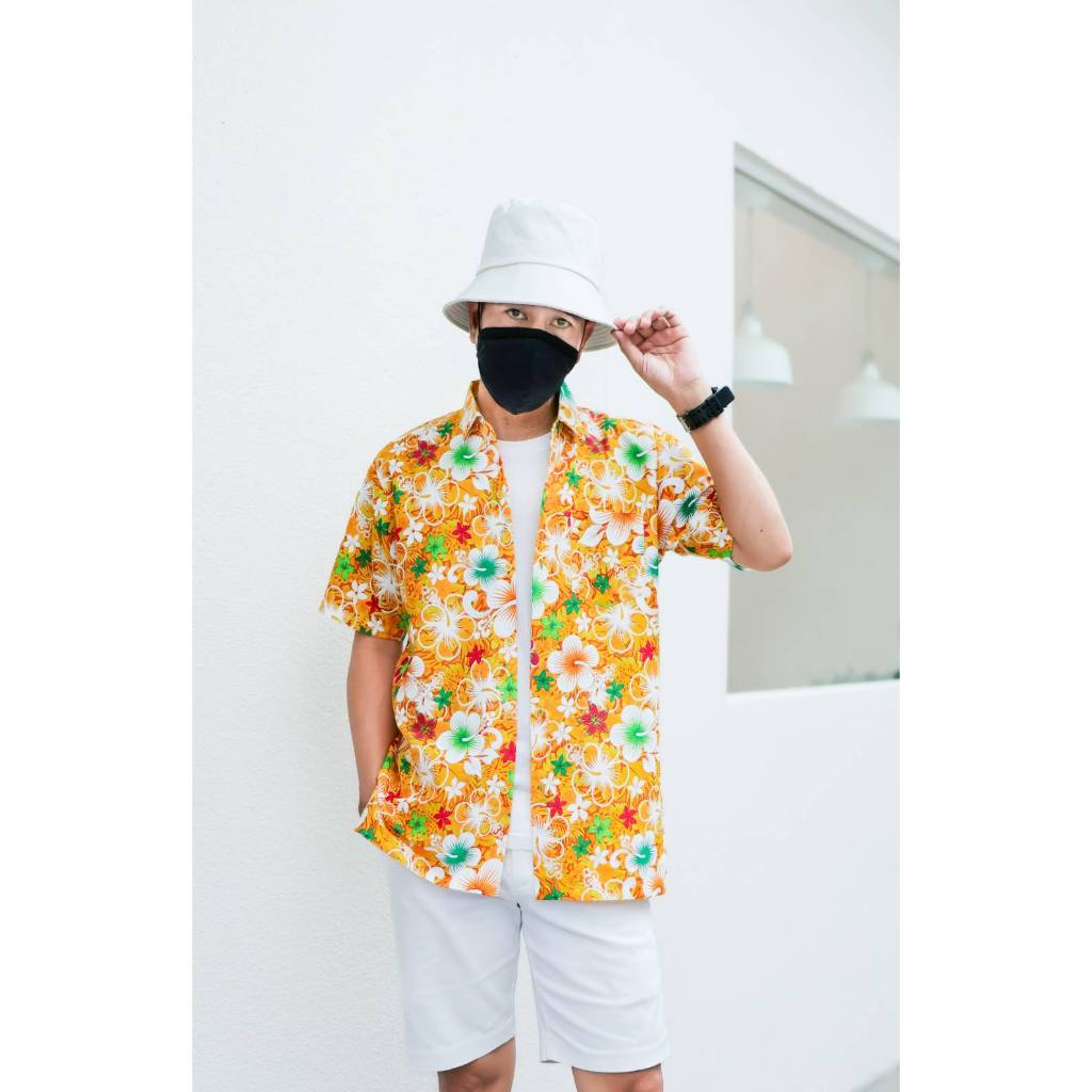 022เสื้อสงกรานต์ลายดอก ผ้าคอตตอน100
