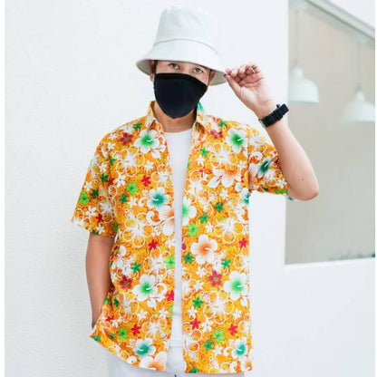022เสื้อสงกรานต์ลายดอก ผ้าคอตตอน100