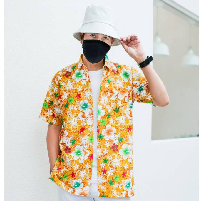 022เสื้อสงกรานต์ลายดอก ผ้าคอตตอน100