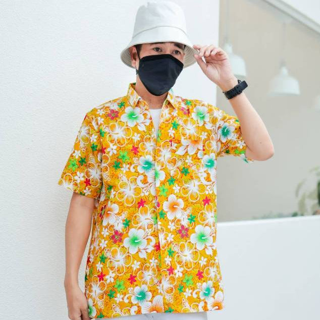 022เสื้อสงกรานต์ลายดอก ผ้าคอตตอน100